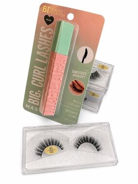 Beauty Intuition Big Curl Mascara with 5 False Lashes - Mint & Pastel Pink combo